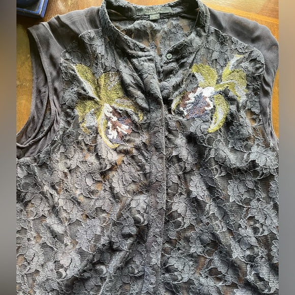 DARK NAVY LACE ALL SAINTS EMBROIDERED TANK TOP - Picture 8 of 12